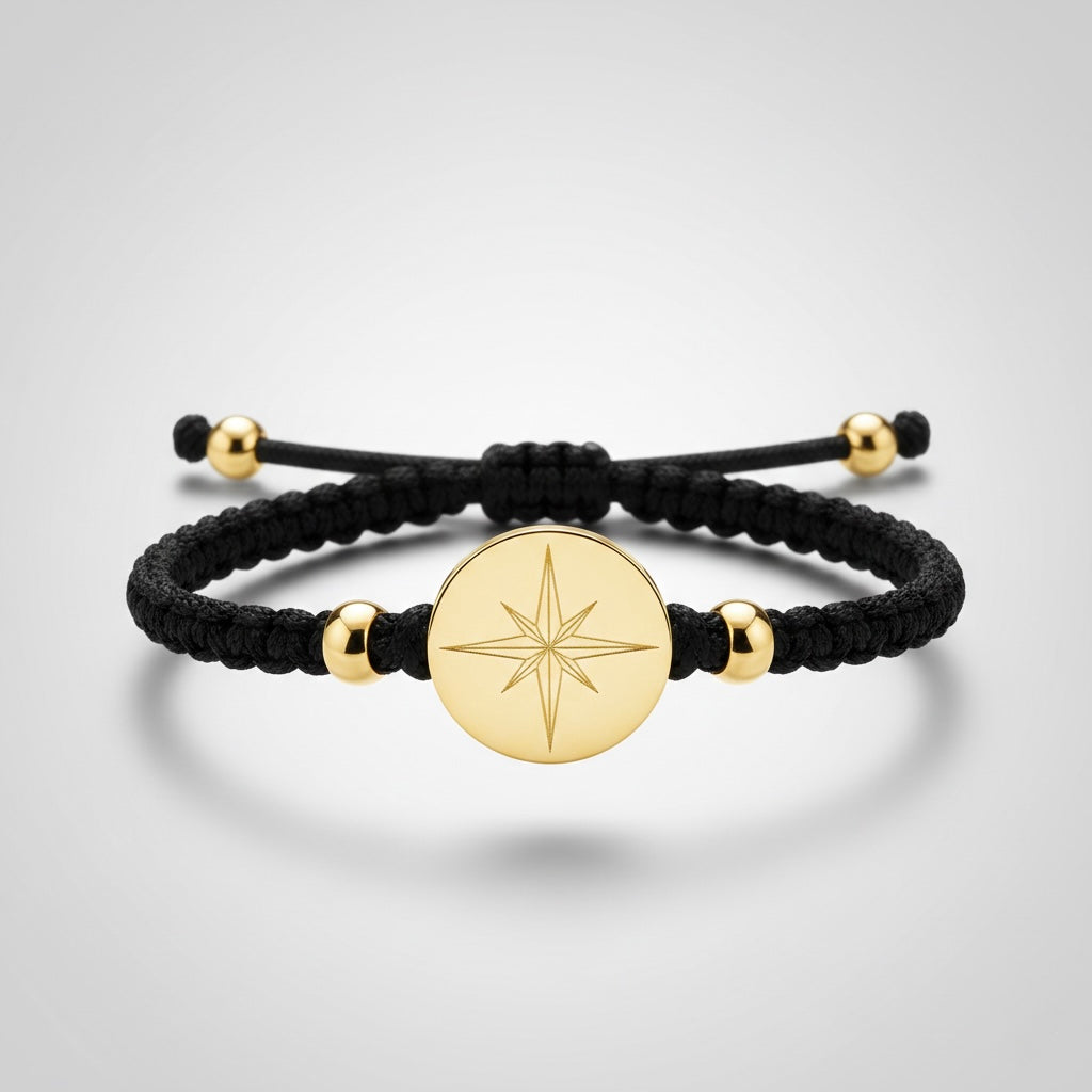 Bracelet corde boussole en or