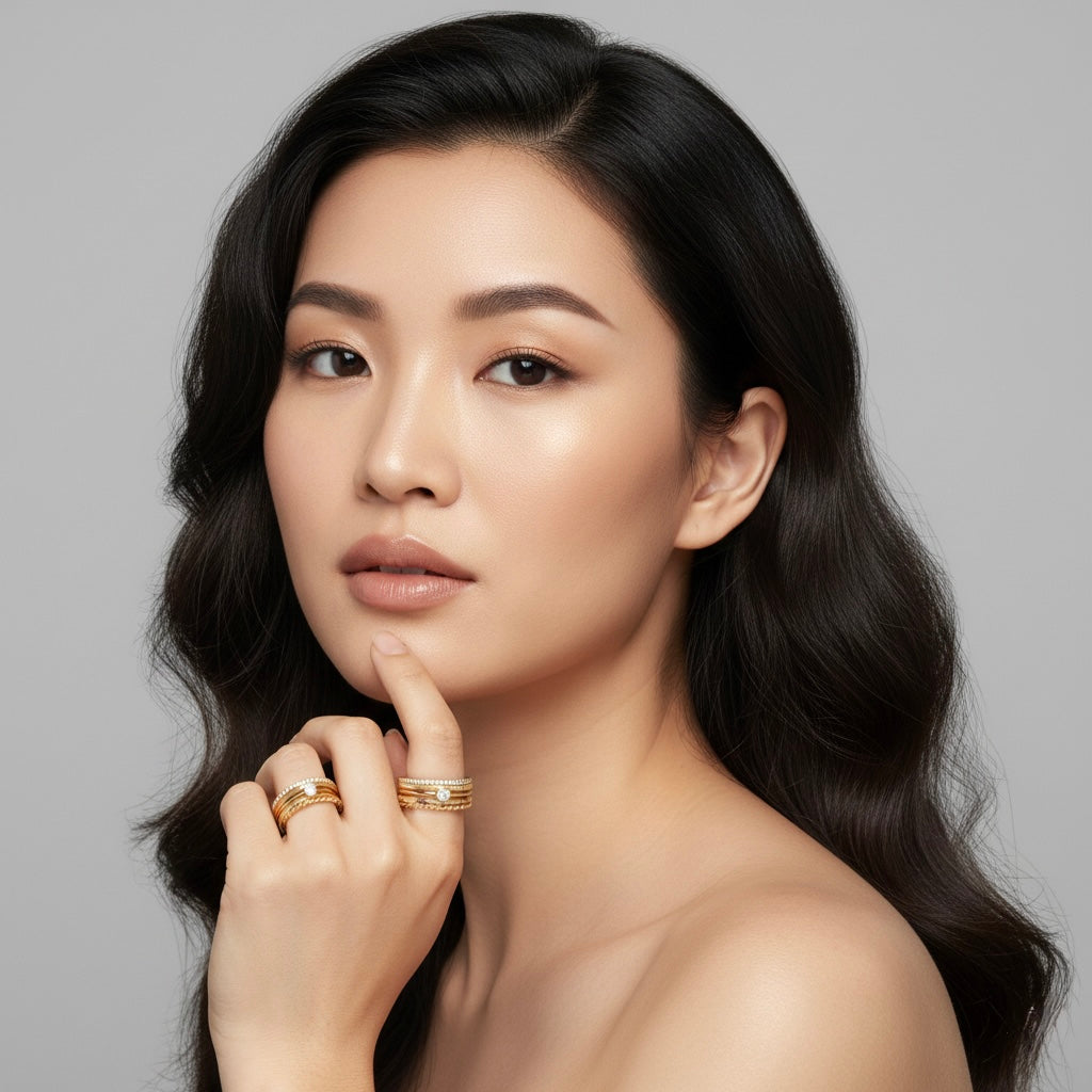 Bague empilable diamant en or