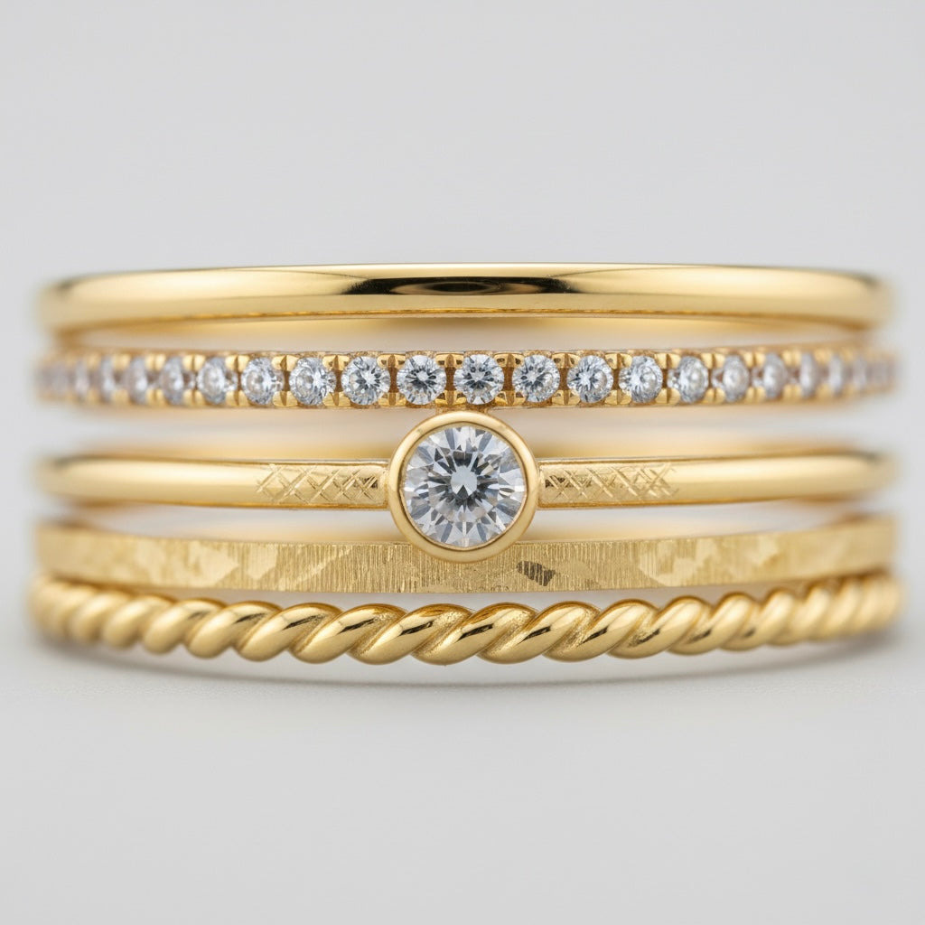 Bague empilable diamant en or