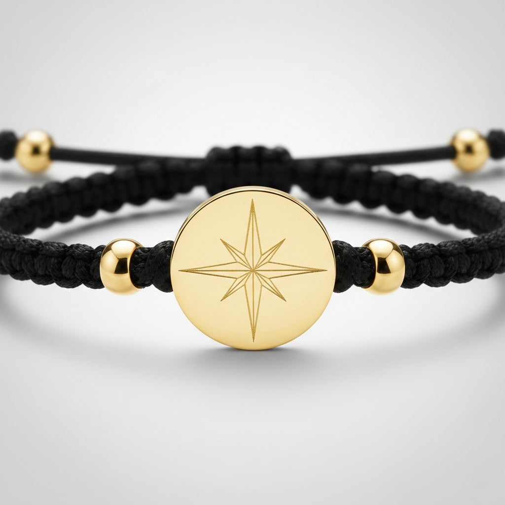 Bracelet corde boussole en or