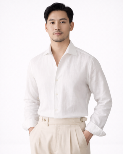 Camicia da uomo tinta unita slim fit con collo classico