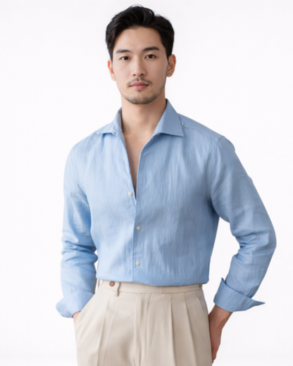 Camicia da uomo tinta unita slim fit con collo classico
