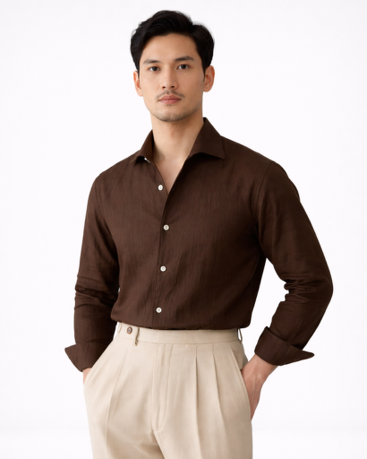 Camicia da uomo tinta unita slim fit con collo classico