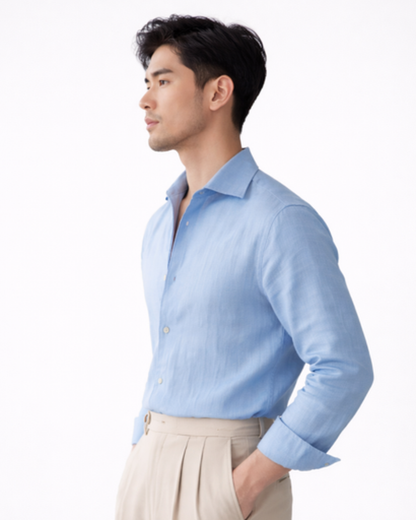 Camicia da uomo tinta unita slim fit con collo classico