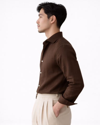 Camicia da uomo tinta unita slim fit con collo classico
