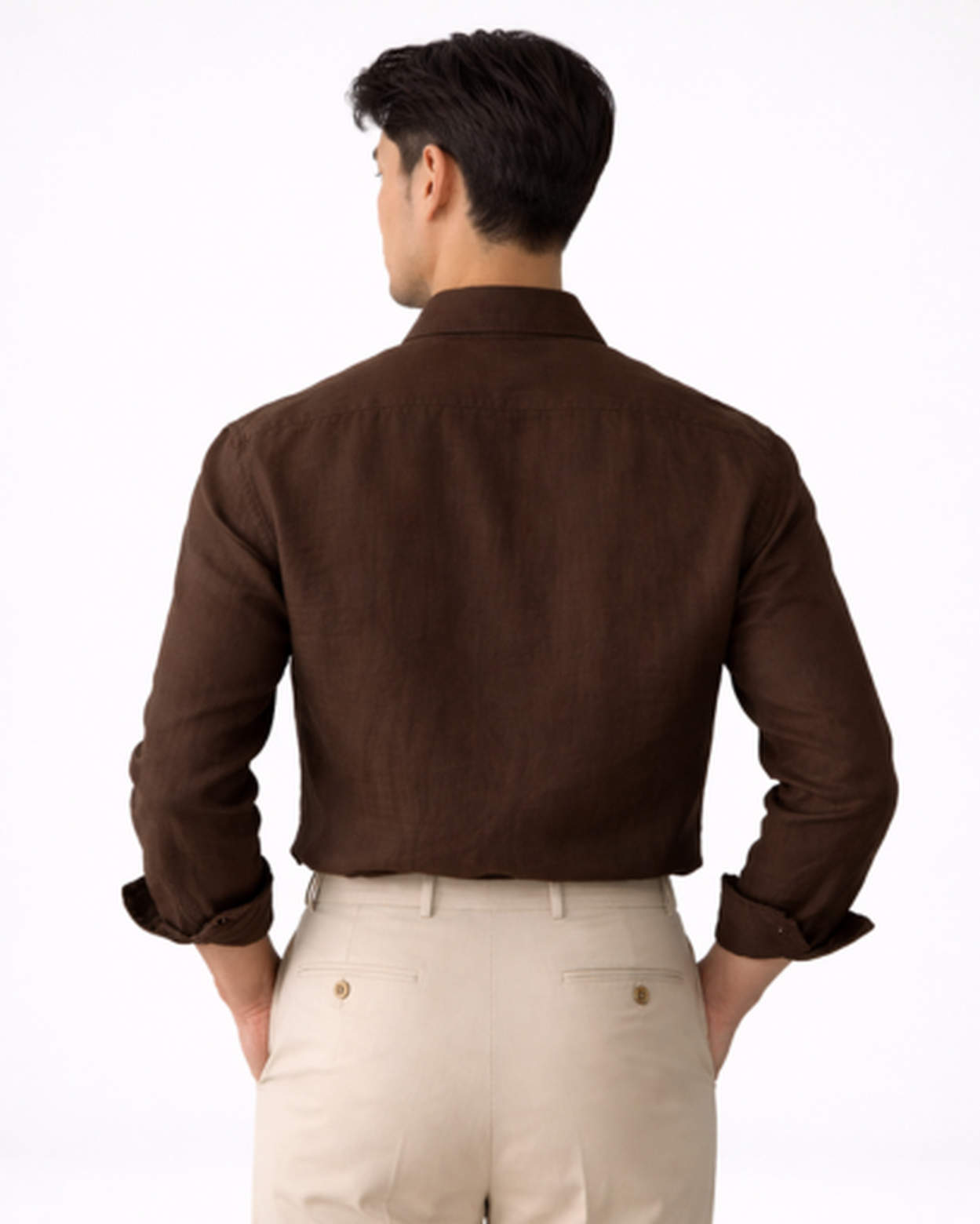 Camicia da uomo tinta unita slim fit con collo classico