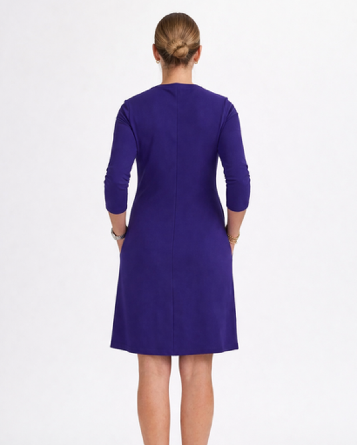 Robe droite femme – Coupe fluide chic à manches longues et poches | Robe col tunisien