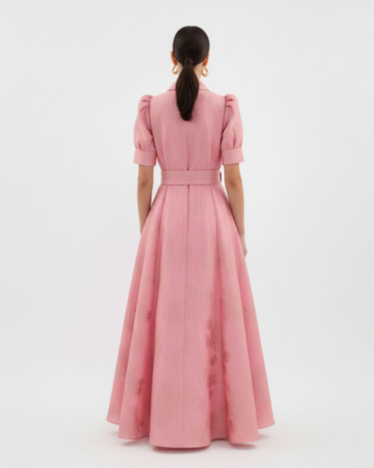 Robe longue invitée de mariage – Coupe évasée fleurie et ceinture coordonnée | robe maxi florale