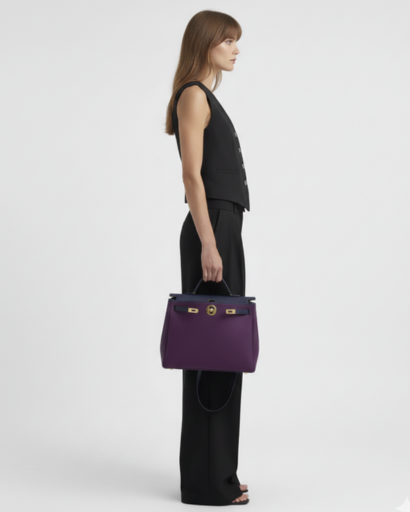 Completo tailleur da donna con gilet smanicato e pantaloni larghi a vita alta con pinces