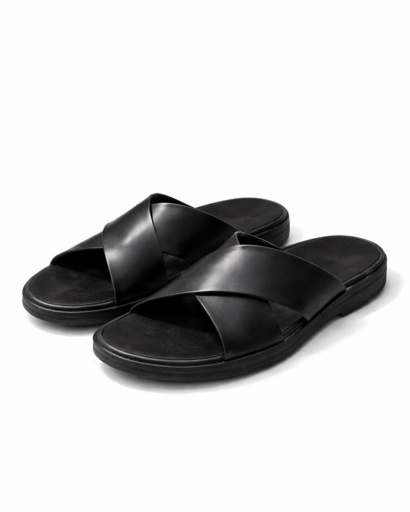 Sandales plates homme à brides croisées design minimaliste
