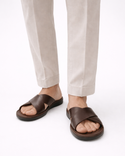 Sandales plates homme à brides croisées design minimaliste