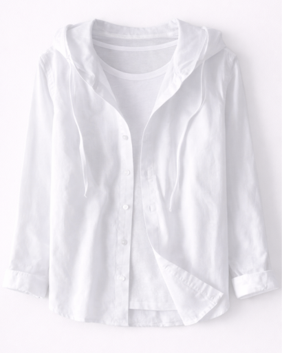 Chemise femme à capuche rayures fines coupe décontractée boutonnée