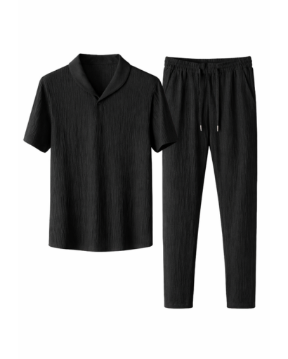 Ensemble homme chemise manches courtes et pantalon texture légère