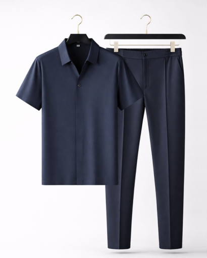 Ensemble homme chemise manches courtes et pantalon coupe ajustée