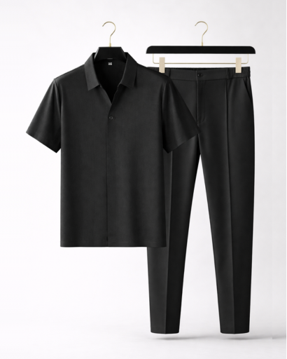 Ensemble homme chemise manches courtes et pantalon coupe ajustée
