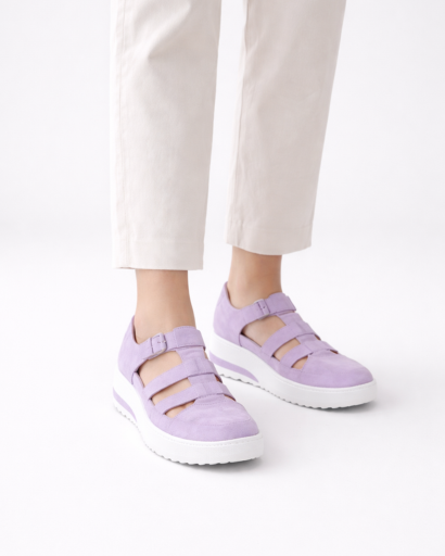 Sneakers donna platform con fascette traforate
