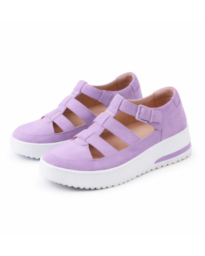 Sneakers donna platform con fascette traforate