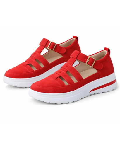 Sneakers donna platform con fascette traforate