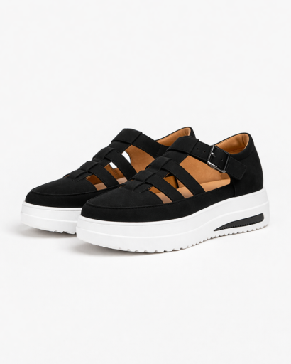Sneakers donna platform con fascette traforate