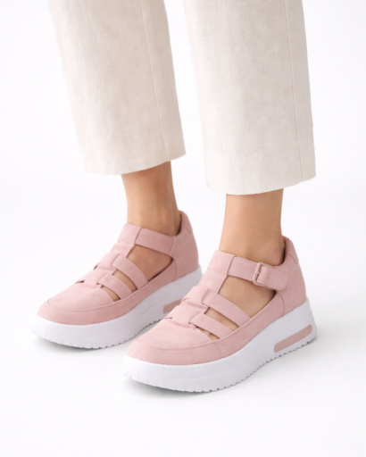 Sneakers donna platform con fascette traforate