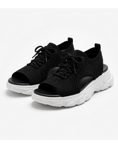 Sandali sneakers traforati stringati con suola spessa
