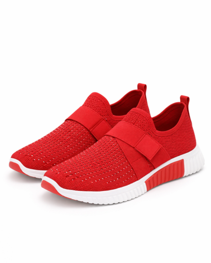 Scarpe da ginnastica slip-on da donna in mesh traforato con fascia elastica