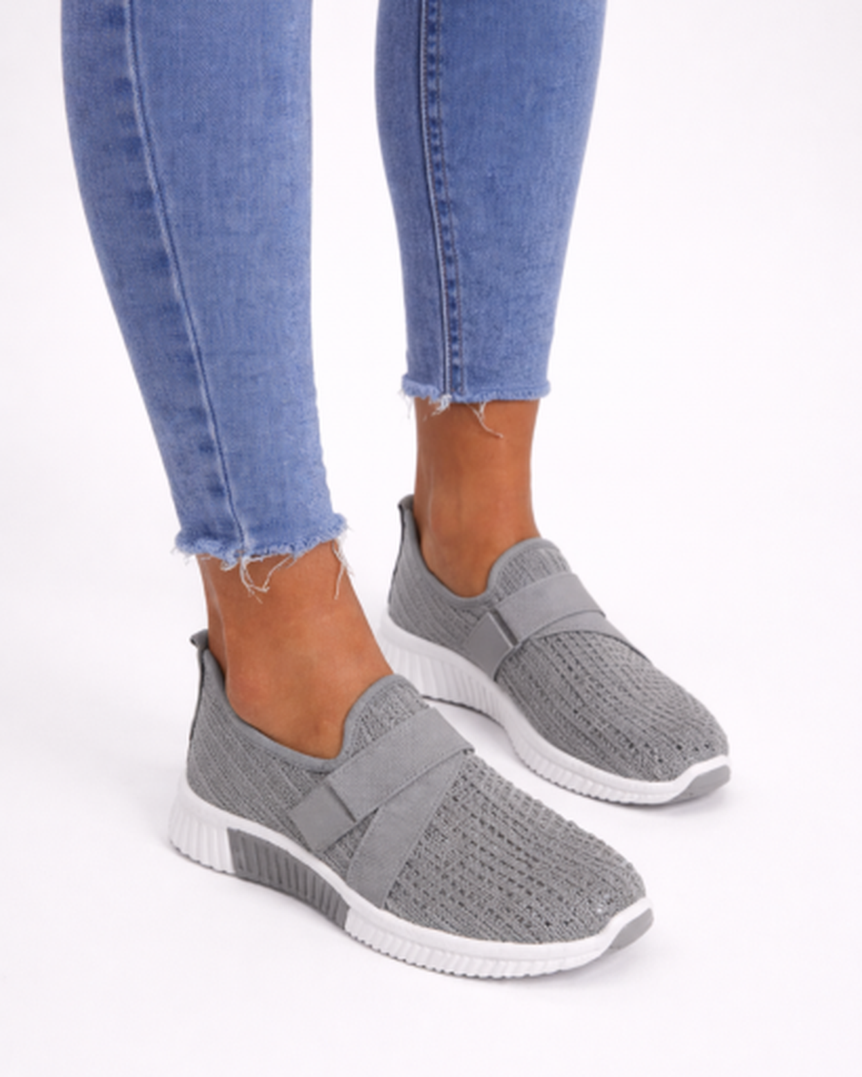 Scarpe da ginnastica slip-on da donna in mesh traforato con fascia elastica
