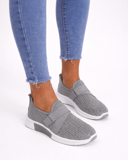 Scarpe da ginnastica slip-on da donna in mesh traforato con fascia elastica