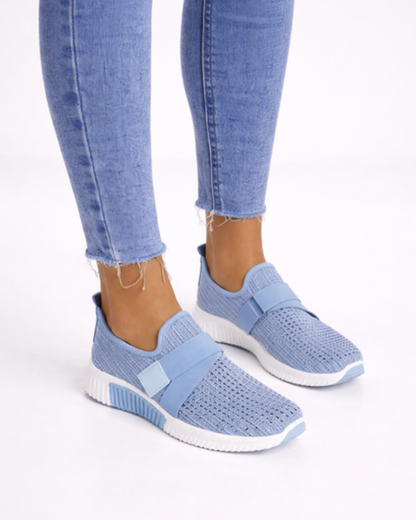 Scarpe da ginnastica slip-on da donna in mesh traforato con fascia elastica