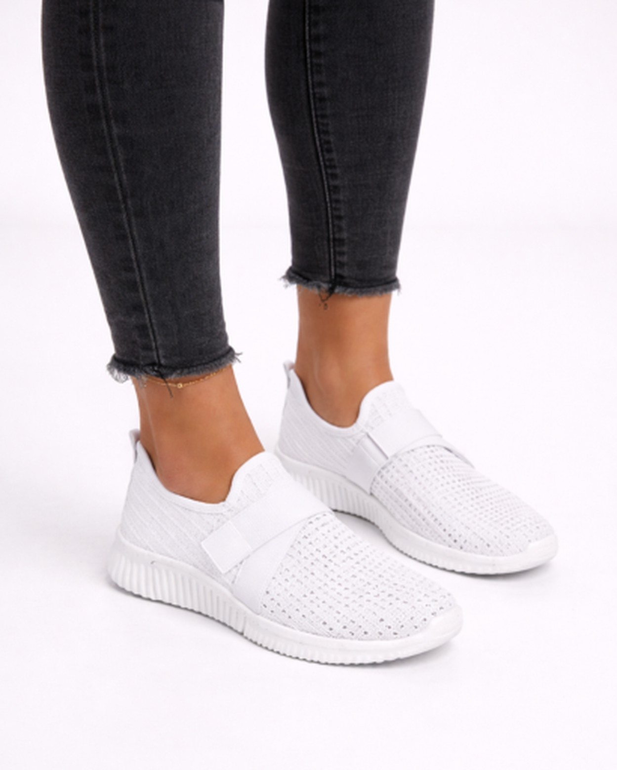 Scarpe da ginnastica slip-on da donna in mesh traforato con fascia elastica