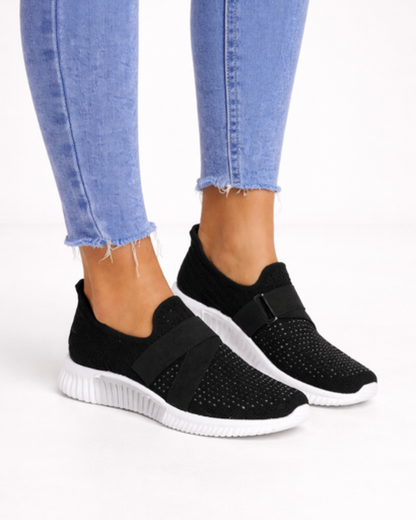 Scarpe da ginnastica slip-on da donna in mesh traforato con fascia elastica