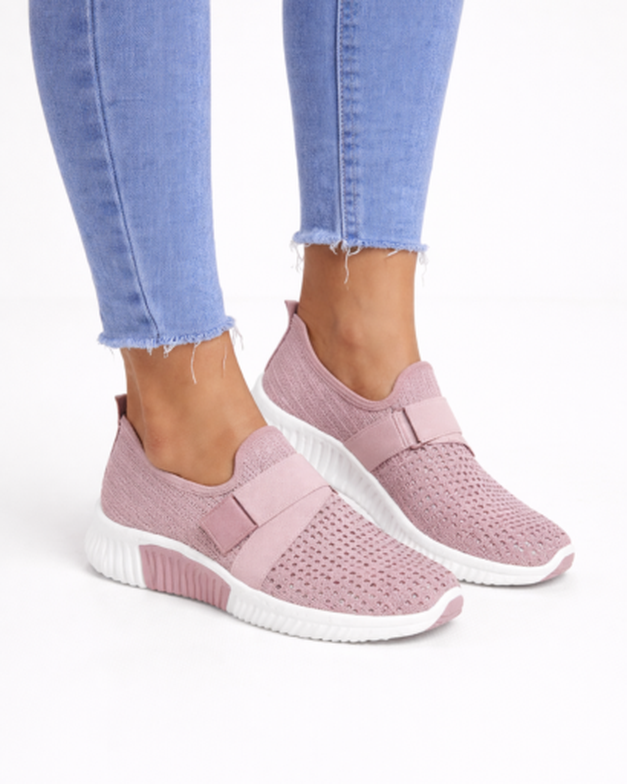 Scarpe da ginnastica slip-on da donna in mesh traforato con fascia elastica