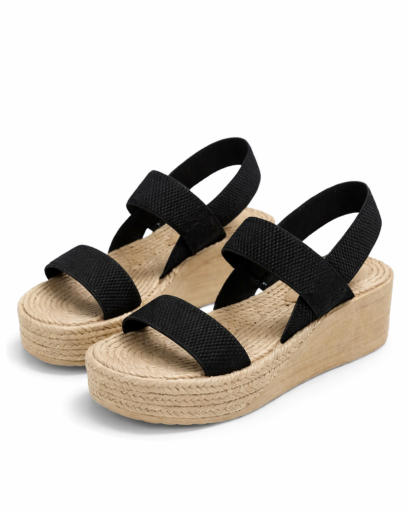 Sandali con zeppa da donna cinturini elastici suola platform