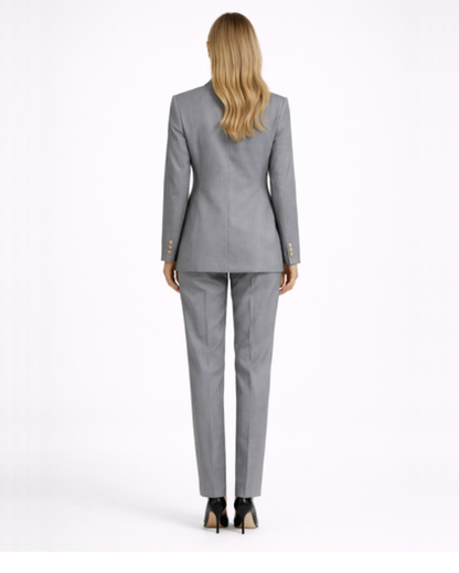 Tailleur Femme Blazer Croisé Pantalon Ajusté Élégant