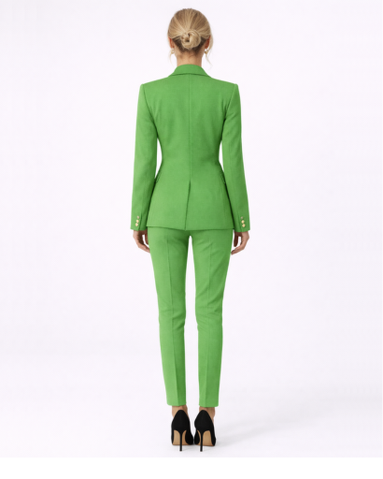 Tailleur Femme Blazer Croisé Pantalon Ajusté Élégant