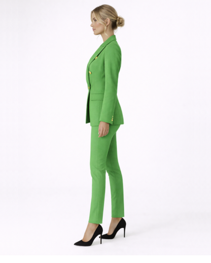 Tailleur Femme Blazer Croisé Pantalon Ajusté Élégant