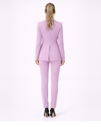 Tailleur Femme Blazer Croisé Pantalon Ajusté Élégant
