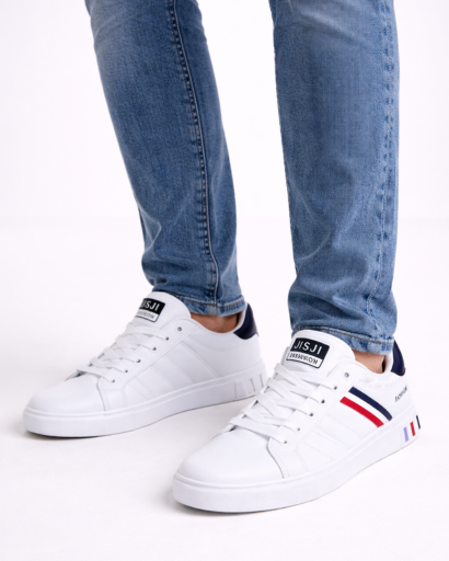 Sneakers Basse da Uomo con Lacci e Fasce Laterali a Contrasto