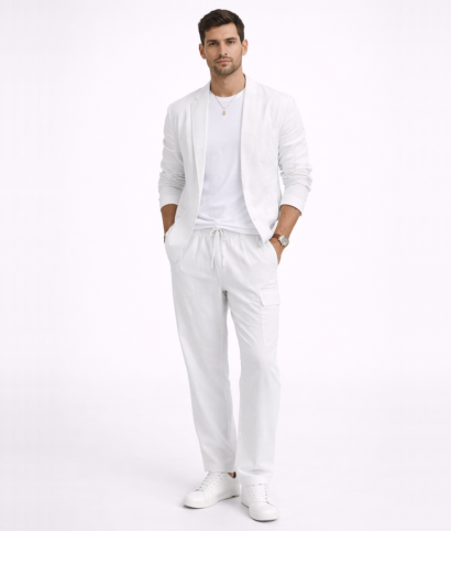Ensemble homme décontracté veste légère et pantalon coupe droite
