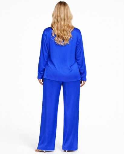 Completo donna camicia e pantaloni fluidi a gamba larga confortevole