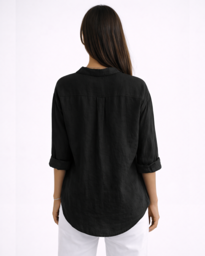 Chemise femme fluide à manches longues avec col classique et boutons