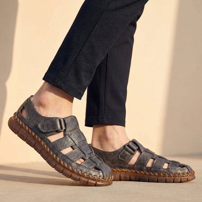 Sandales respirantes cuir homme - Gris