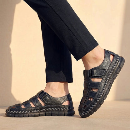 Sandales respirantes cuir homme - Marron